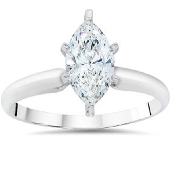 1.00 ct. Natural Marquise Diamond Engagement Ring 14K White Gold