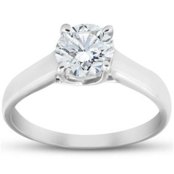 1.00 ct. Natural Round Diamond Solitaire Engagement Ring 14k White Gold