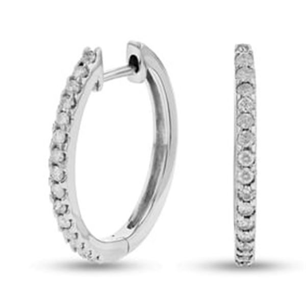 0.50 ct. Natural Diamond Hoop Earrings in 14K White Gold