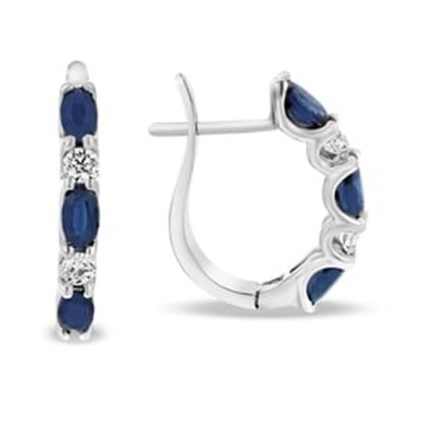 2.05 ct. Natural Diamond & Sapphire Earrings in 14K White Gold