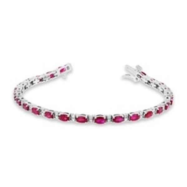 6.50 ct. Natural Ruby & Diamond Tennis Bracelet in 14K White Gold