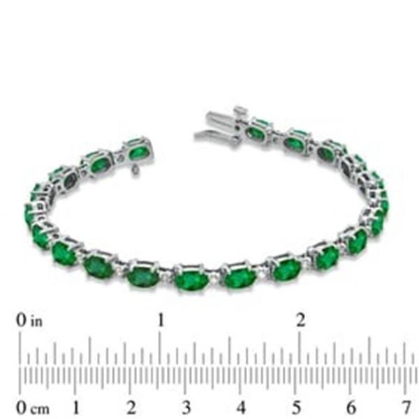 9.90 ct. Natural Emerald & Diamond Bracelet in 14K White Gold
