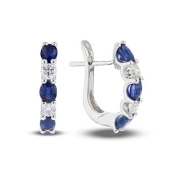 1.65 ct. Natural Sapphire & Diamond Earrings in 18K White Gold