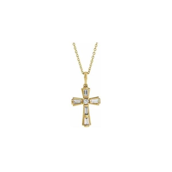 0.38 ct. Natural Diamond Cross Pendant & Necklace in 14K Yellow Gold