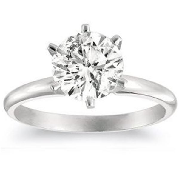 2.18 ct. Natural Round Diamond Solitaire Ring in 14k White Gold