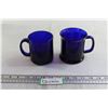 Image 1 : (2) Engraved Cobalt Blue Coffee Mugs