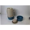 Image 5 : Small Blue & White Thermos, Black Moccasin Slippers - Size 9