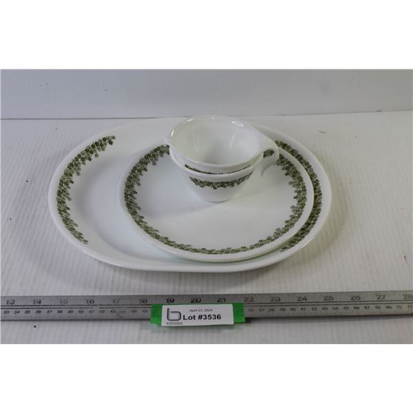 Corelle Dishes - Platter, (2) Plates, Cream & Sugar