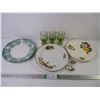 Image 1 : (3) Goblets,(3) Assorted Plates, Miniature Plate, Brooch