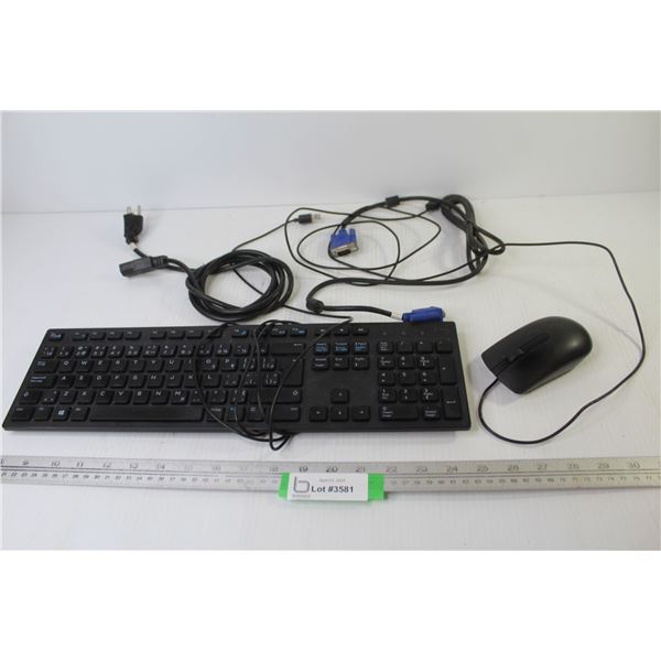 Dell Key Board - Dell Mouse - Plug Wires