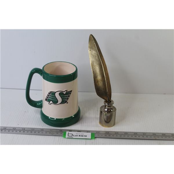 Riders Stein/Cup - Metal Feather & Holder