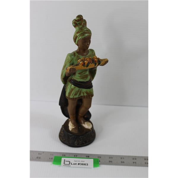 Genuine Hand Painted African Lady Figurine - 11" - Some Cracks in Feet - By Devonware Made in Canada