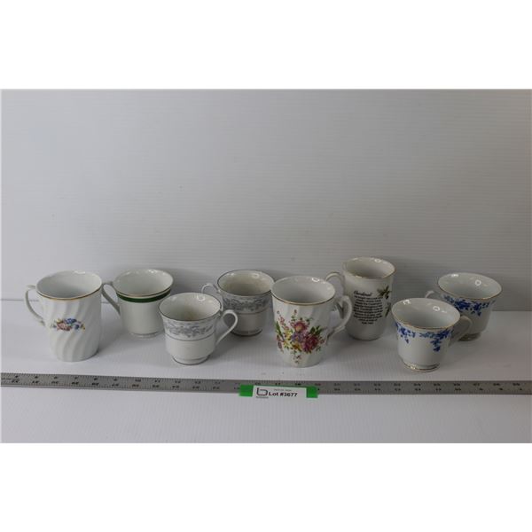 (8) Vintage Tea Cups - Various Patterns