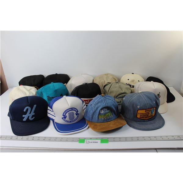 (15) Vintage Baseball Hats: Midas, CIBC, Battleford, Misc.