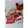 Image 3 : Lot of: (3) Rooster Pot Holders, Cloth Calendars, Christmas Table Decor, Misc.