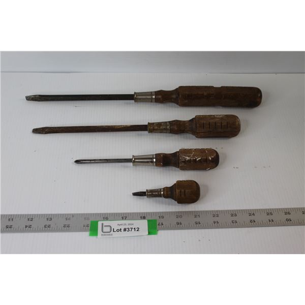 Set of Four Vintage Screwdrivers