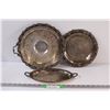 Image 1 : (3) Silver Plate Platters Misc. Sizes: Large is Silver Plate on Copper