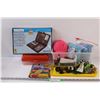 Image 1 : (7) Misc. Lot of Craft's & Toys: Tot Horse Tack & Wagon; 3 - Yarn; Crayons & Paints
