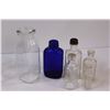 Image 3 : (10) Lot of Vintage Milk Bottles & Smaller Medicine Bottles 1 - Cobalt Glass