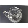 Image 4 : Glass Pitcher w/Etched Flowers - Carnival Glass Butter Dish Bottom - Wine Glass