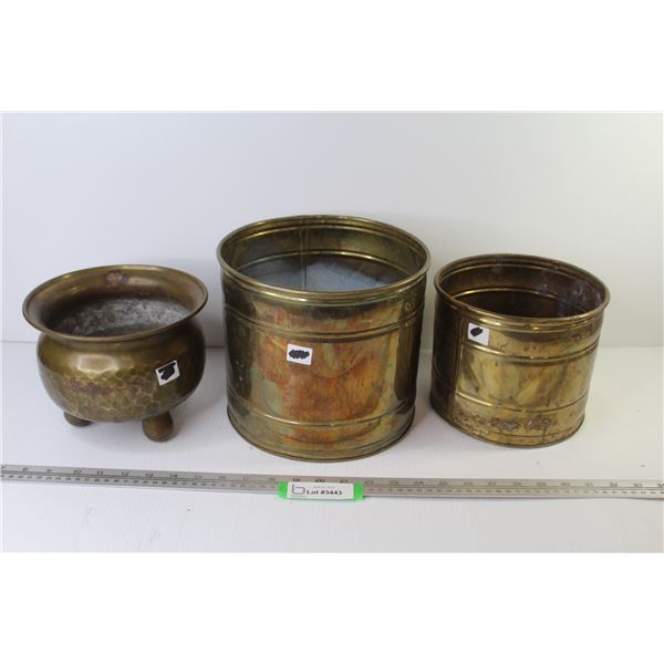 (3) Brass Pots (one has feet)