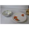 Image 2 : (2) Crystal Glass Knife Rests - Ceramic Cat Spoon Rest - Iridescent Dish - Saucer - Occupied Bull Do