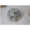 Image 3 : (2) Crystal Glass Knife Rests - Ceramic Cat Spoon Rest - Iridescent Dish - Saucer - Occupied Bull Do