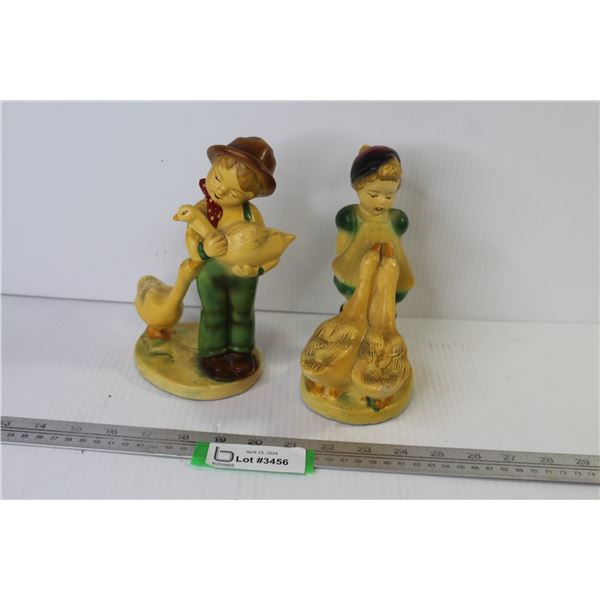 Devon Ware Statues of Children w/Geese