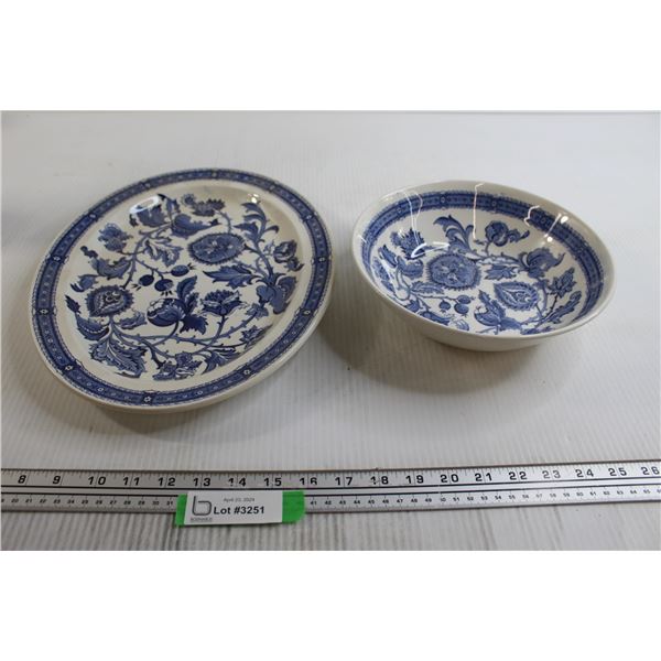 Ridgeway Ironstone Jacobean Oval Plate and Bowl