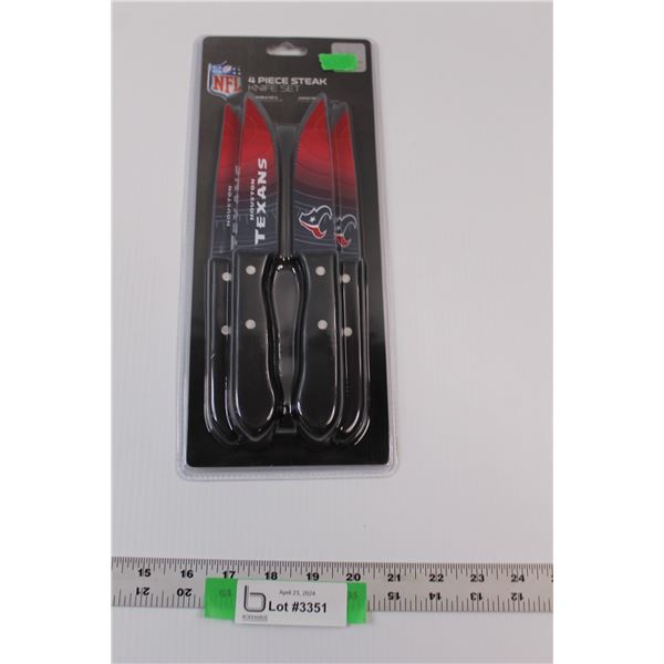 NFL Licensed (4pc) Steak Knife Set "Houston Texans" - New in Package