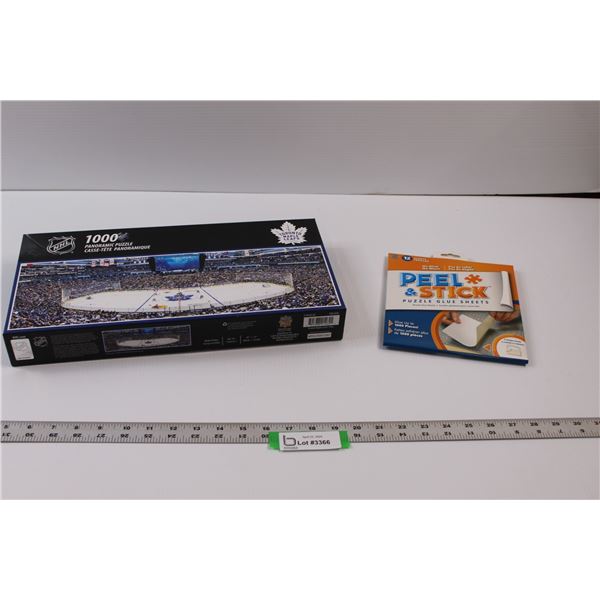 1000pc NHL Panoramic Puzzle "Toronto Maple Leafs" & Peel and Stick Puzzle Glue Sheets Package (Both 