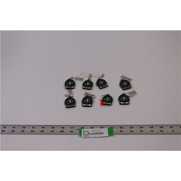 (8) CFL Licensed Saskatchewan Roughriders Monogramed Key Chains - Various Names