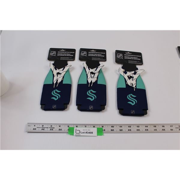 (3) NHL Licensed Neoprene Bottle Coolers - Seattle Kraken