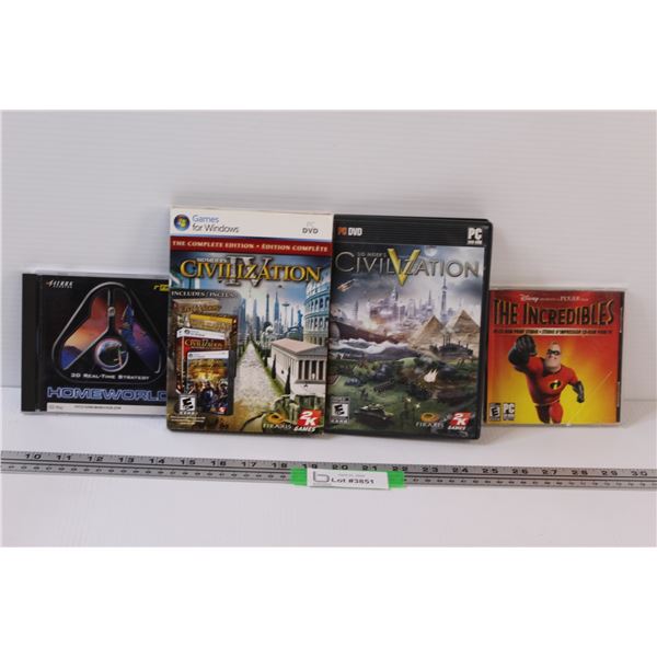 (4) Home PC Games: Homeworld; Civilization IV & V Complete With Guides: The Incredibles with Print S