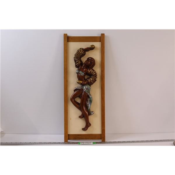 Mariachi Dancer Wall Art - Made of Wood and Pottery: 23  Long 9  Wide