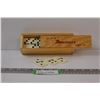 Image 1 : Dominoes Set in Wooden Storage Box - 1 Domino is Missing 27/28 Count