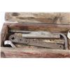 Image 3 : Vintage Rustic Wooden Tool Box filled with Cast Steel Vintage Tools