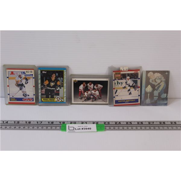 (5) Mario Lemieux, Wayne Gretzky; & Brett Hull Hockey Card Lot