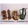 Image 1 : Ceramic Vase, Windstone Edition Fantasy Figure, Wood Sculpture(Chipped)and Terracotta?? Vase