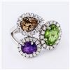 Image 3 : 3.80 ctw Multi-Color Sapphire and 0.56 ctw Diamond 18K White Gold Ring