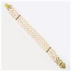 Image 6 : 14k Yellow Gold 7.25" 1.25 ctw Diamond Covered Clasp 3 Row Cultured Pearl Bracel