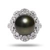 Image 1 : 13mm Tahitian Pearl and 1.15 ctw Diamond 18K White Gold Ring