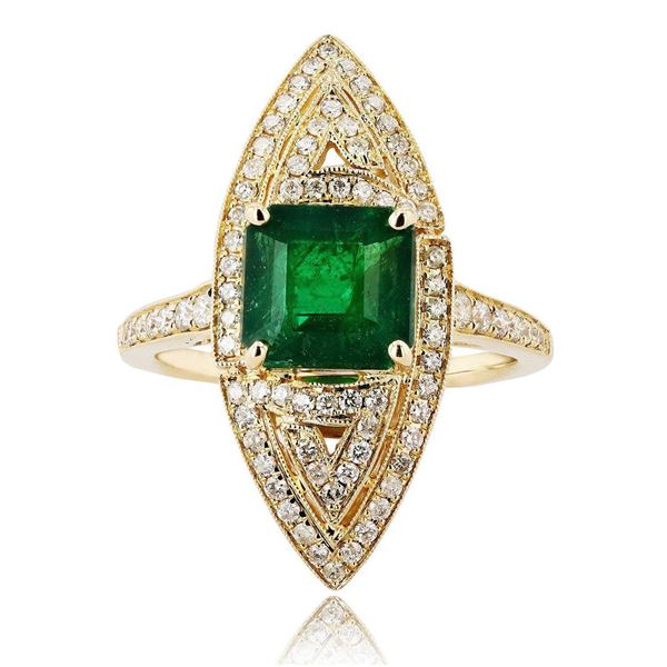 2.67 ctw Emerald and 0.53 ctw Diamond 14K Yellow Gold Ring
