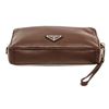 Image 4 : Prada Brown Vitello City Leather Wristlet Zip Pouch