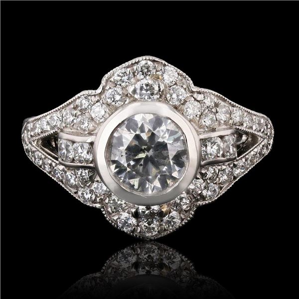 1.04 ctw CENTER Diamond Platinum Ring (1.81 ctw Diamonds)