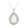 Image 2 : 16.34 ctw Opal And Diamond Pendant & Chain - 14KT White Gold