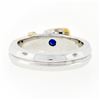 Image 7 : Estate 18k Two Tone Gold 0.38 ctw FINE Sapphire & Diamond Buckle Band Ring Sz 6.