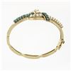 Image 7 : Vintage 14K Yellow Gold Turquoise Beads & Pearl Double Knot Open Bangle Bracelet