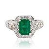 Image 1 : 1.39 ctw Emerald and 0.39 ctw Diamond 18K White Gold Ring