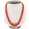 Image 1 : Vintage Graduated Dual Strand Salmon Coral Bead Necklace Etched 14k Gold Clasp